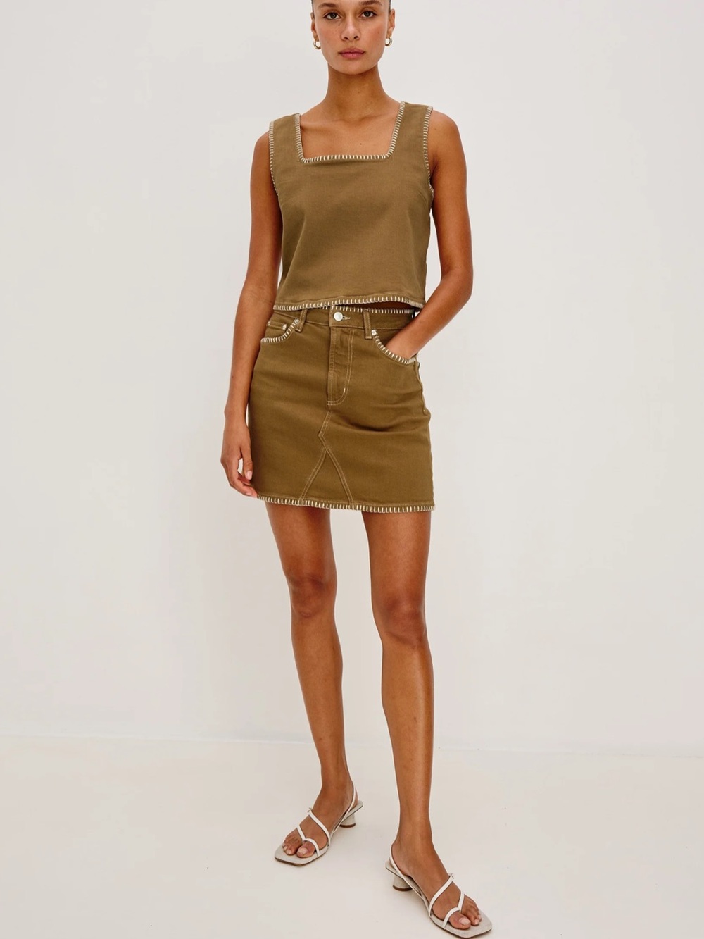 Rails Carbon Square Neck Top M Rails Laurel Mini Skirt 30 minimalist chic set